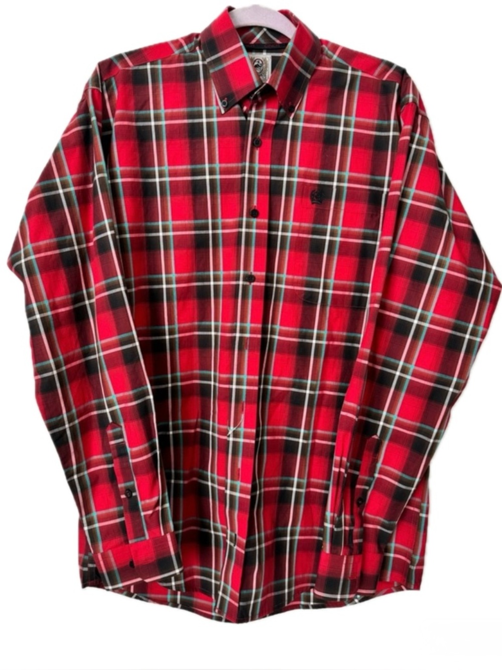 Cinch Red Plaid Western Button Down Shirt XS Like New Long Sleeve Rodeo